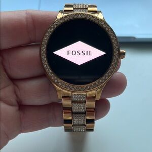 Fossil Gold Smartwatch with Elegant Crystal Bezel